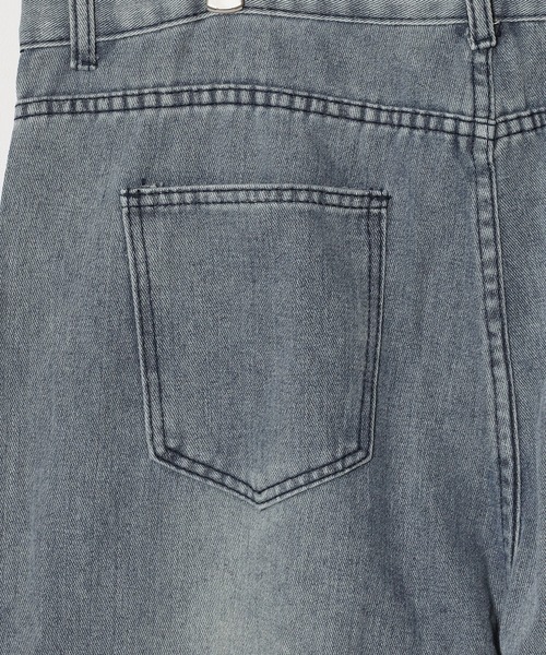 Theater code（シアターコード）の「damage design bleach denim pants / ダメージデザイン ブリーチ デニムパンツ ワイドストレート（デニムパンツ・メンズ・ブルー・3/2）」の3枚目の写真
