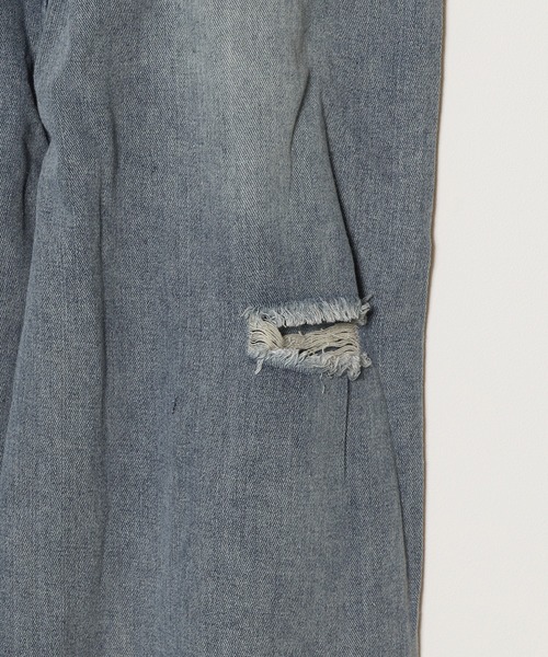 Theater code（シアターコード）の「damage design bleach denim pants / ダメージデザイン ブリーチ デニムパンツ ワイドストレート（デニムパンツ・メンズ・ブルー・3/2）」の4枚目の写真