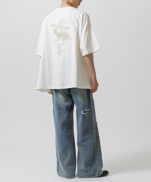 Theater code（シアターコード）の「damage design bleach denim pants / ダメージデザイン ブリーチ デニムパンツ ワイドストレート（デニムパンツ・メンズ・ブルー・3/2）」の16枚目の写真