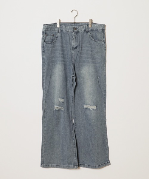 Theater code（シアターコード）の「damage design bleach denim pants / ダメージデザイン ブリーチ デニムパンツ ワイドストレート（デニムパンツ・メンズ・ブルー・3/2）」の17枚目の写真