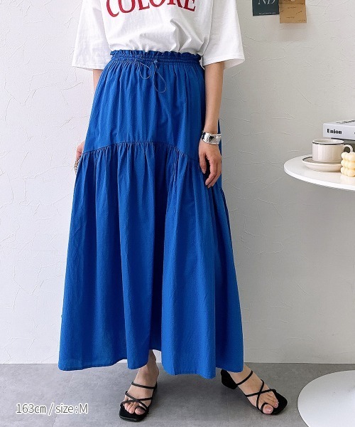 nissen（ニッセン）の「綿ローン　ドロストラウンド切替スカート（スカート・レディース・ブラック/ロイヤルブルー・M/L/LL）」の18枚目の写真
