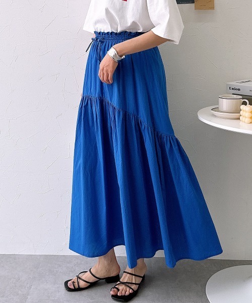 nissen（ニッセン）の「綿ローン　ドロストラウンド切替スカート（スカート・レディース・ブラック/ロイヤルブルー・M/L/LL）」の19枚目の写真