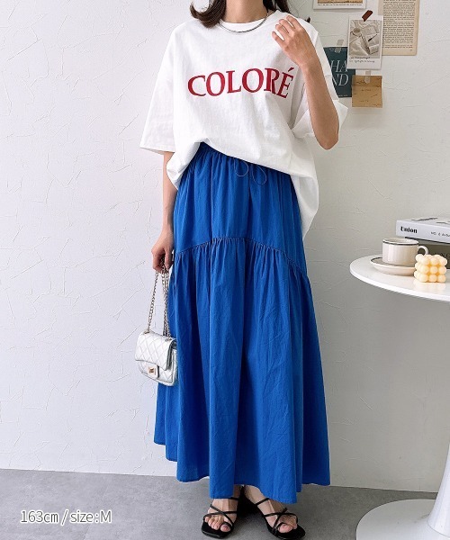 nissen（ニッセン）の「綿ローン　ドロストラウンド切替スカート（スカート・レディース・ブラック/ロイヤルブルー・M/L/LL）」の21枚目の写真
