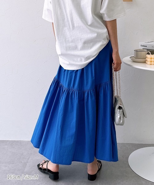 nissen（ニッセン）の「綿ローン　ドロストラウンド切替スカート（スカート・レディース・ブラック/ロイヤルブルー・M/L/LL）」の11枚目の写真