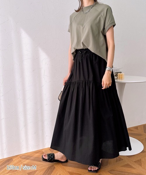 nissen（ニッセン）の「綿ローン　ドロストラウンド切替スカート（スカート・レディース・ブラック/ロイヤルブルー・M/L/LL）」の15枚目の写真