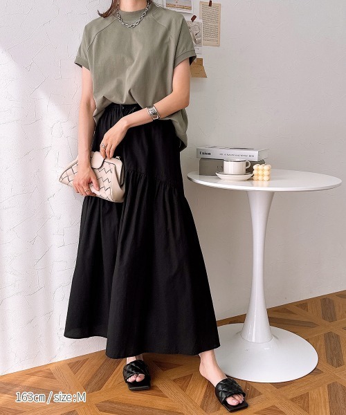 nissen（ニッセン）の「綿ローン　ドロストラウンド切替スカート（スカート・レディース・ブラック/ロイヤルブルー・M/L/LL）」の16枚目の写真