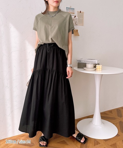 nissen（ニッセン）の「綿ローン　ドロストラウンド切替スカート（スカート・レディース・ブラック/ロイヤルブルー・M/L/LL）」の17枚目の写真