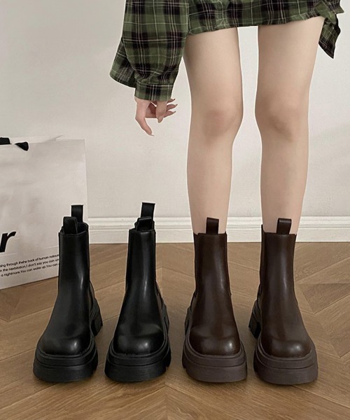 Miniministore(ミニミニストア)の「サイドゴアブーツ ショートブーツ 厚底(ブーツ・レディース・ブラウン/ブラック・22.5cm/24.5cm/23.0cm/24.0cm/25.0cm/23.5cm)」の12枚目の写真