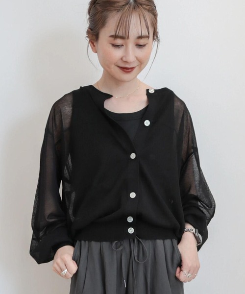 AMERICAN HOLIC - AMERICAN HOLIC シアーニット2WAYカーディガン 黒 AMERICAN HOLIC（アメリカンホリック）の「シアーニット2WAY