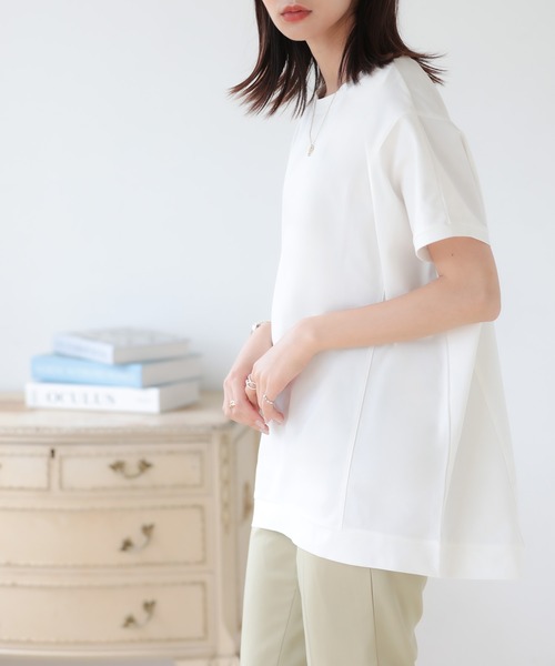 SUNFLOWER EIGHT(サンフラワーエイト)の「ドライタッチプルオーバー(Tシャツ/カットソー・レディース・グレイッシュベージュ/ホワイト/ブラック/チャコール・FREE)」の7枚目の写真