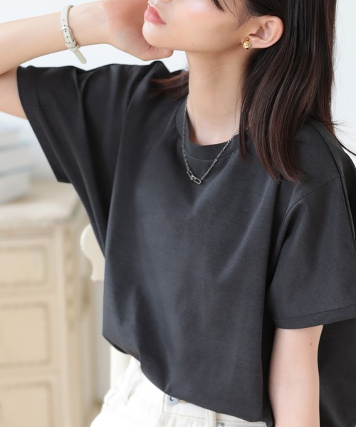 SUNFLOWER EIGHT(サンフラワーエイト)の「ドライタッチプルオーバー(Tシャツ/カットソー・レディース・グレイッシュベージュ/ホワイト/ブラック/チャコール・FREE)」の13枚目の写真