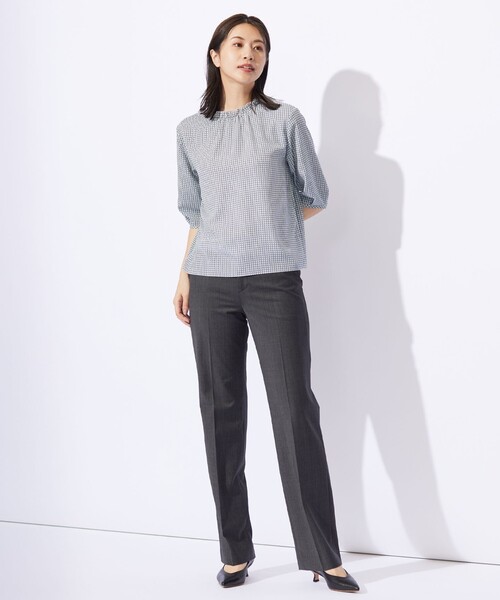 J.PRESS（ジェイプレス）の「千鳥プリント フリル襟 カットソー（Tシャツ/カットソー・レディース・ホワイト系5/ライトグレー系5/ネイビー系5・MEDIUM/LARGE）」の4枚目の写真