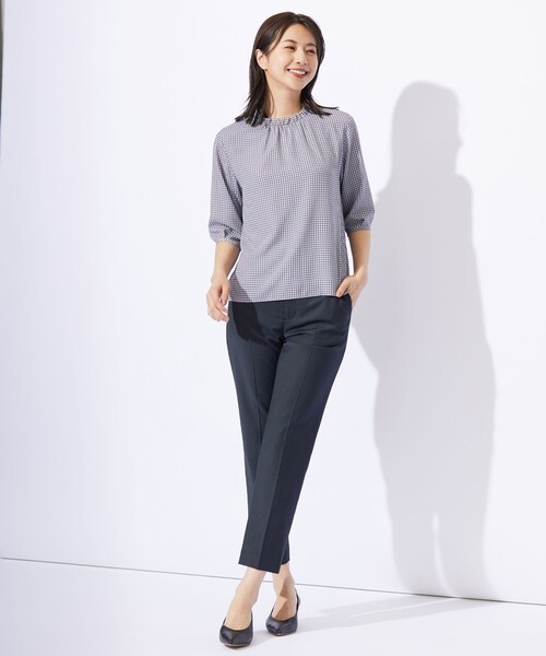 J.PRESS（ジェイプレス）の「千鳥プリント フリル襟 カットソー（Tシャツ/カットソー・レディース・ホワイト系5/ライトグレー系5/ネイビー系5・MEDIUM/LARGE）」の6枚目の写真