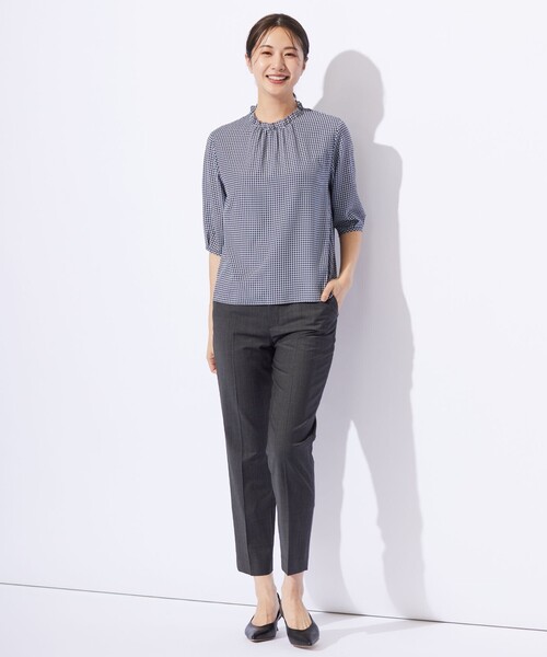 J.PRESS（ジェイプレス）の「千鳥プリント フリル襟 カットソー（Tシャツ/カットソー・レディース・ホワイト系5/ライトグレー系5/ネイビー系5・MEDIUM/LARGE）」の8枚目の写真