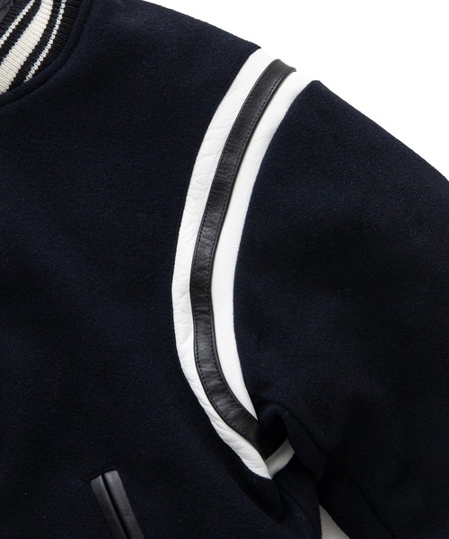 BEDWIN & THE HEARTBREAKERS（ベドウィン アンド ザ ハートブレイカーズ）の「MELTON AWARD JACKET "JERRY"（スタジャン・メンズ・ネイビー/チャコール・LARGE/MEDIUM/X-LARGE）」の10枚目の写真