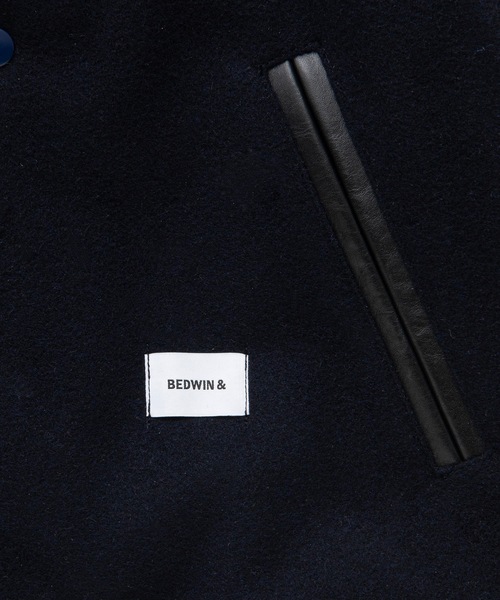 BEDWIN & THE HEARTBREAKERS（ベドウィン アンド ザ ハートブレイカーズ）の「MELTON AWARD JACKET "JERRY"（スタジャン・メンズ・ネイビー/チャコール・LARGE/MEDIUM/X-LARGE）」の12枚目の写真