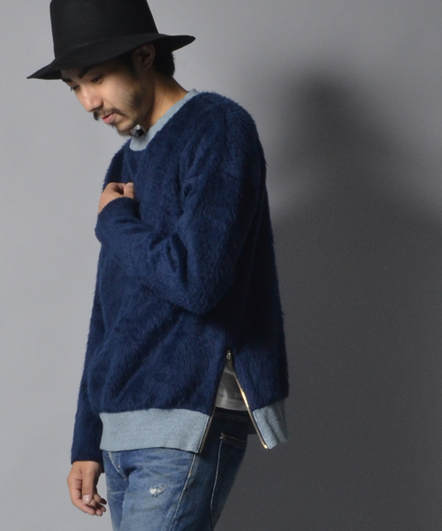 AMERICAN RAG CIE（アメリカンラグシー）の「AMERICAN RAG CIE ZIP付き裏シャギースウェット（スウェット・メンズ・チャコールグレー/トップグレー/ブルー・3/1/2）」の3枚目の写真