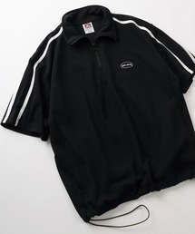 BEN DAVIS（ベンデイビス）の「【BEN DAVIS/ベンデイビス】ブランドネーム オーバルロゴ ワンポイント刺繍&ラインデザイン スピンドルコード付き ハーフジップ半袖スウェット/ ビッグシルエット（Tシャツ/カットソー）」