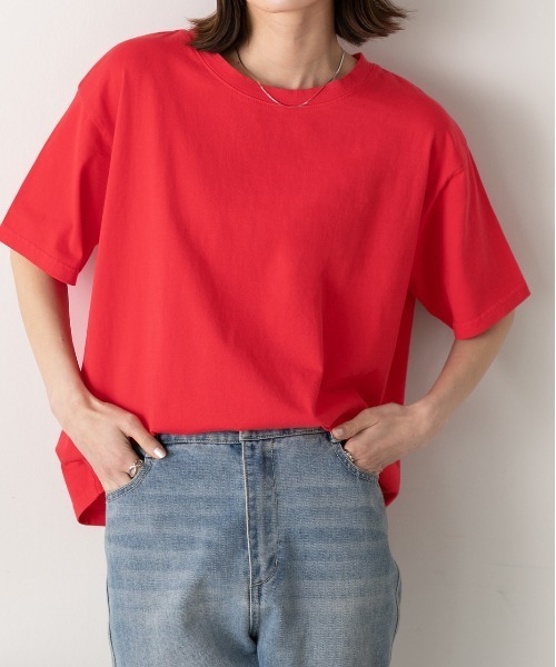 ad thie(アドティエ)の「ヴィンテージライク ピグメントTシャツ(Tシャツ/カットソー・レディース・チャコールグレー/ブルー/ネイビー/レッド・FREE)」の4枚目の写真