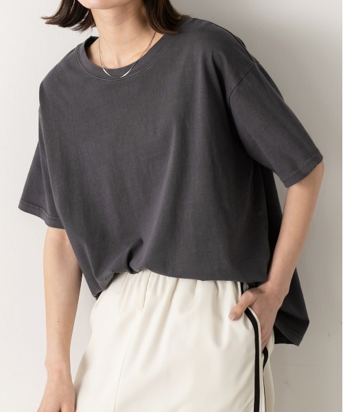 ad thie(アドティエ)の「ヴィンテージライク ピグメントTシャツ(Tシャツ/カットソー・レディース・チャコールグレー/ブルー/ネイビー/レッド・FREE)」の1枚目の写真