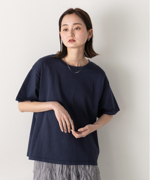 ad thie(アドティエ)の「ヴィンテージライク ピグメントTシャツ(Tシャツ/カットソー・レディース・チャコールグレー/ブルー/ネイビー/レッド・FREE)」の12枚目の写真
