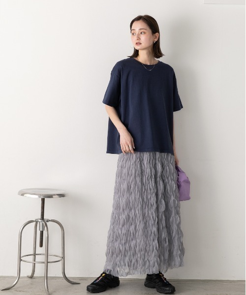ad thie(アドティエ)の「ヴィンテージライク ピグメントTシャツ(Tシャツ/カットソー・レディース・チャコールグレー/ブルー/ネイビー/レッド・FREE)」の17枚目の写真