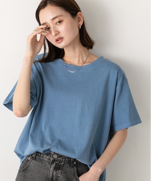 ad thie(アドティエ)の「ヴィンテージライク ピグメントTシャツ(Tシャツ/カットソー・レディース・チャコールグレー/ブルー/ネイビー/レッド・FREE)」の19枚目の写真