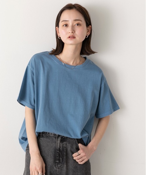 ad thie(アドティエ)の「ヴィンテージライク ピグメントTシャツ(Tシャツ/カットソー・レディース・チャコールグレー/ブルー/ネイビー/レッド・FREE)」の21枚目の写真
