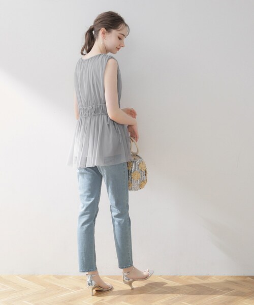 couture brooch（クチュールブローチ）の「◆【着映える透け感】チュールサイドリボンチュニック（チュニック・レディース・ライトグレー/ブラック/ブラウン系・38/42）」の6枚目の写真