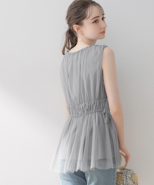 couture brooch（クチュールブローチ）の「◆【着映える透け感】チュールサイドリボンチュニック（チュニック・レディース・ライトグレー/ブラック/ブラウン系・38/42）」の10枚目の写真