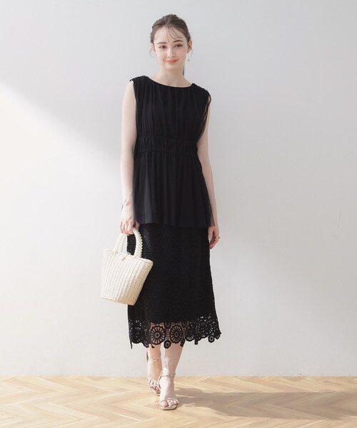 couture brooch（クチュールブローチ）の「◆【着映える透け感】チュールサイドリボンチュニック（チュニック・レディース・ライトグレー/ブラック/ブラウン系・38/42）」の17枚目の写真