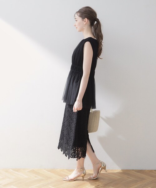 couture brooch（クチュールブローチ）の「◆【着映える透け感】チュールサイドリボンチュニック（チュニック・レディース・ライトグレー/ブラック/ブラウン系・38/42）」の18枚目の写真