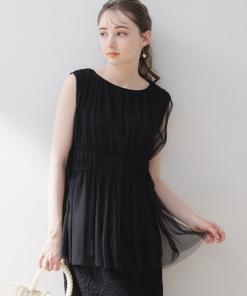 couture brooch（クチュールブローチ）の「◆【着映える透け感】チュールサイドリボンチュニック（チュニック・レディース・ライトグレー/ブラック/ブラウン系・38/42）」の20枚目の写真