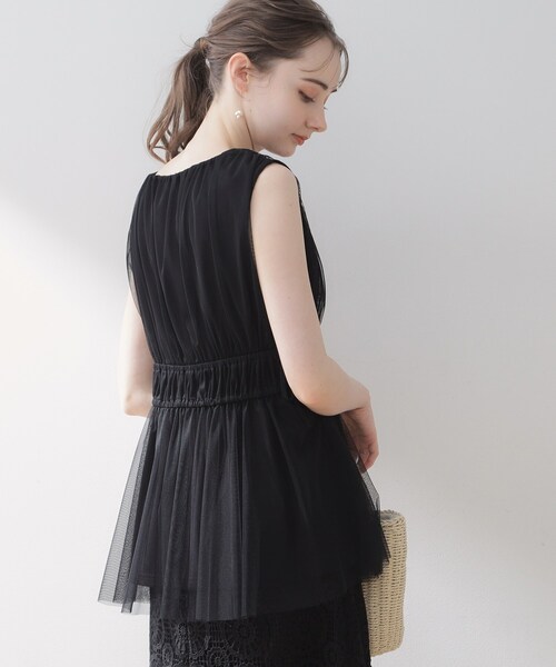 couture brooch（クチュールブローチ）の「◆【着映える透け感】チュールサイドリボンチュニック（チュニック・レディース・ライトグレー/ブラック/ブラウン系・38/42）」の22枚目の写真