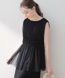 ◆【着映える透け感】チュールサイドリボンチュニック