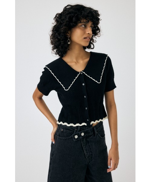 MOUSSY(マウジー)の「KNIT LACEWORK COLLAR カーディガン(カーディガン/ボレロ・レディース・ブラック/ライトブルー/アイボリー・FREE)」の22枚目の写真