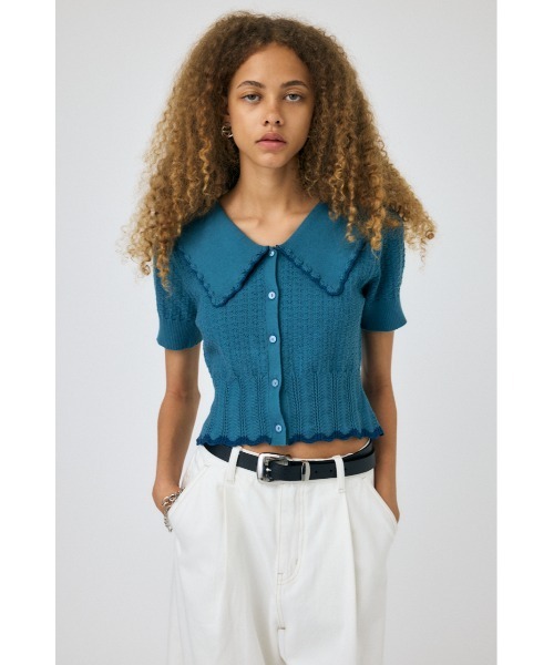 MOUSSY(マウジー)の「KNIT LACEWORK COLLAR カーディガン(カーディガン/ボレロ・レディース・ブラック/ライトブルー/アイボリー・FREE)」の10枚目の写真