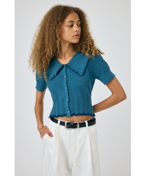 MOUSSY(マウジー)の「KNIT LACEWORK COLLAR カーディガン(カーディガン/ボレロ・レディース・ブラック/ライトブルー/アイボリー・FREE)」の14枚目の写真