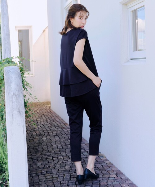 Tiaclasse（ティアクラッセ）の「“きれい見え” カットソーテーパードパンツ（その他パンツ・レディース・グレイッシュベージュ/ネイビー/ブラック・XL/XXL）」の10枚目の写真