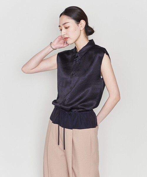 ASTRAET(アストラット)の「<ASTRAET>サテン レギュラーカラー ノースリーブブラウス②(シャツ/ブラウス・レディース・ダークブラウン/ブラウン/ネイビー・FREE)」の3枚目の写真