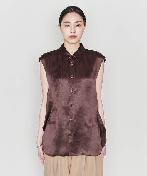 ASTRAET(アストラット)の「<ASTRAET>サテン レギュラーカラー ノースリーブブラウス②(シャツ/ブラウス・レディース・ダークブラウン/ブラウン/ネイビー・FREE)」の21枚目の写真