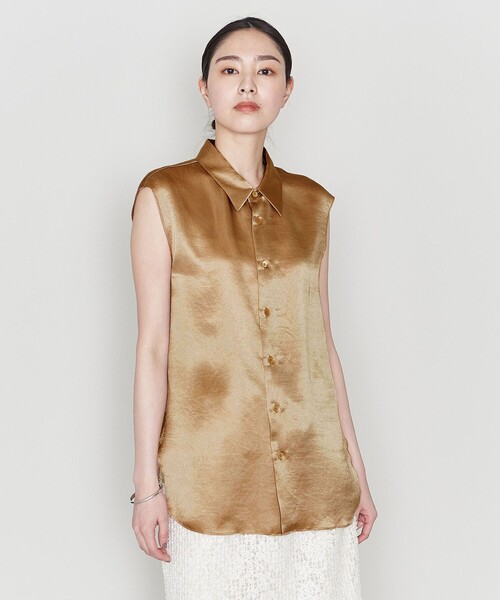 ASTRAET(アストラット)の「<ASTRAET>サテン レギュラーカラー ノースリーブブラウス②(シャツ/ブラウス・レディース・ダークブラウン/ブラウン/ネイビー・FREE)」の15枚目の写真