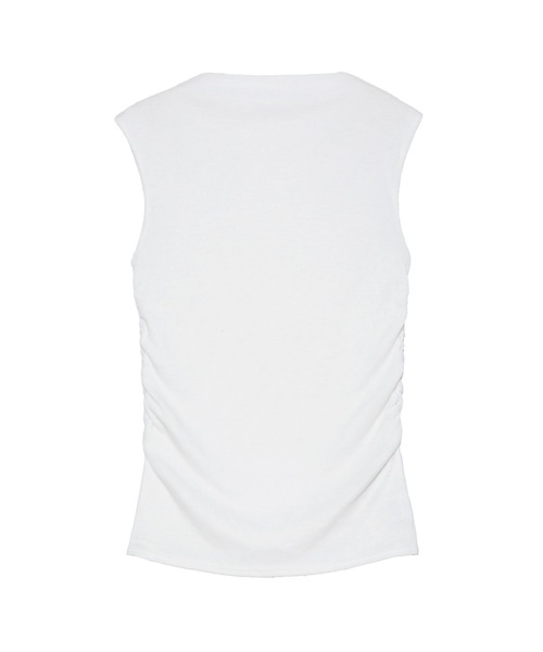 IRIS47（イリスフォーセブン）の「【IRIS 47】pleats tank tops/プリーツ タンクトップ（Tシャツ/カットソー・レディース・ホワイト/ブラック系・FREE）」の4枚目の写真