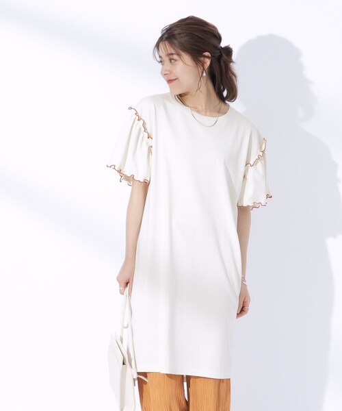 Cutie Blonde（キューティーブロンド）の「◆配色メロウがポイント お袖フリルチュニックワンピース（チュニック・レディース・アイボリー/チャコールグレー/ブラック・04/03/02）」の18枚目の写真