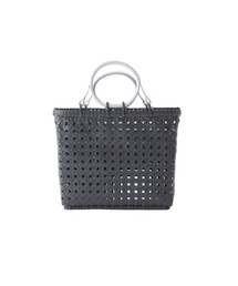 percheグレー かごバッグ タッセル付き percheグレー かごバッグ タッセル付き percheグレー かごバッグ
