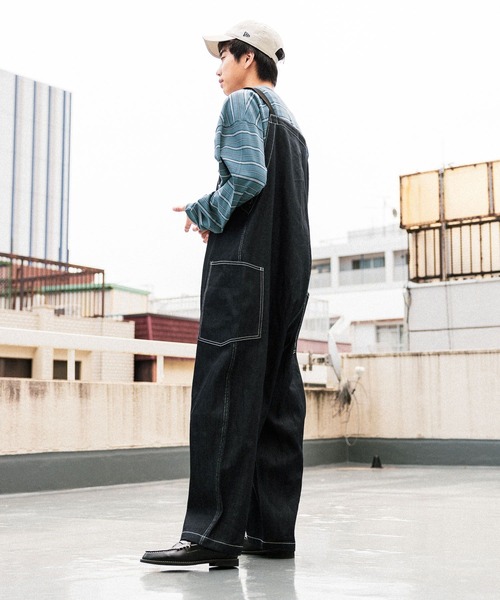 メロンパンナちゃん♡ 　niko and...サスペンダー付ブラックデニム niko and（ニコアンド）の「オーバーオールデニムパンツ【niko and