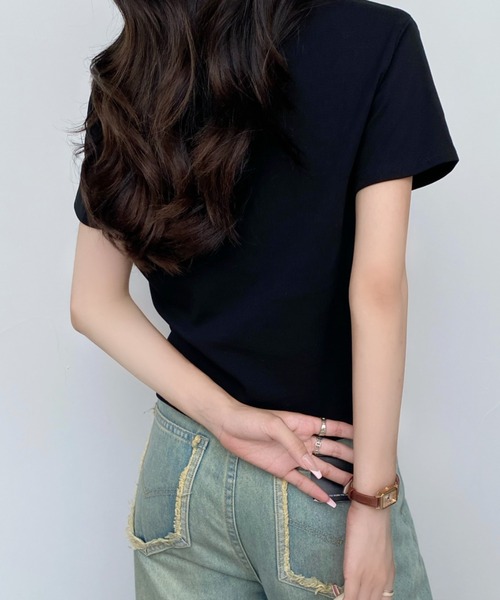 Achic(アシック)の「手描き風プリントTシャツ(Tシャツ/カットソー・レディース・グレー/ブラック/ホワイト/ピンク・M)」の19枚目の写真
