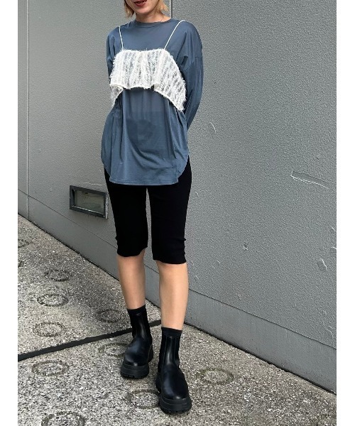 【セール】sheer loose long t-shirt(シアールーズロングTシャツ)（Tシャツ/カットソー）｜BLACK BY MOUSSY（ブラックバイマウジー）