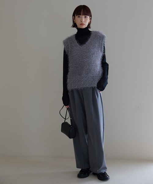 meilmada（メイルマダ）の「Vネックフェザーニットベスト（ベスト・レディース・ベージュ/グレー/ブラック・FREE）」の14枚目の写真