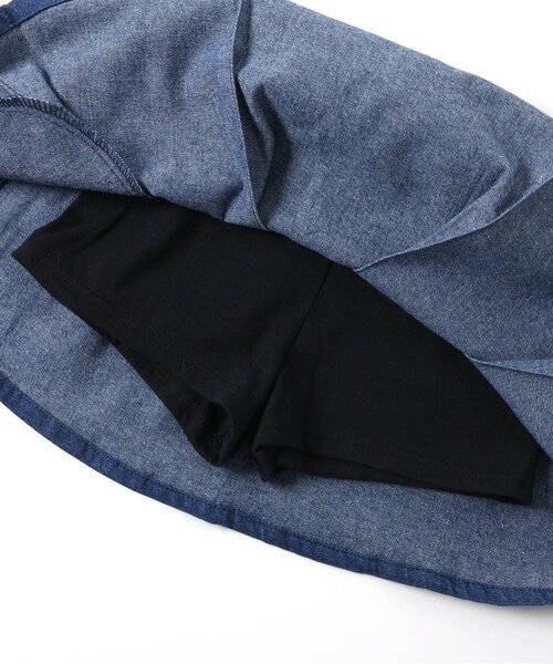 apres les cours（アプレレクール）の「インパンツ付きタックスカート（スカート・キッズ・インディゴブルー/チェック/アイボリー/ブラック・140/130/120/110/100/90/80）」の15枚目の写真